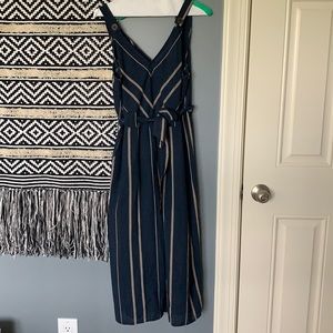 Universal Thread Blue Striped Linen Jumpsuit XS